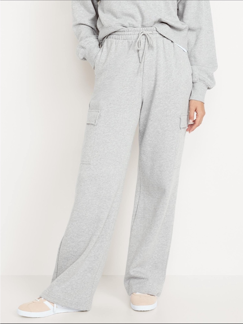 Old Navy SoComfy Wide Leg Cargo Sweatpants Gray Fleece Lounge Pants Small